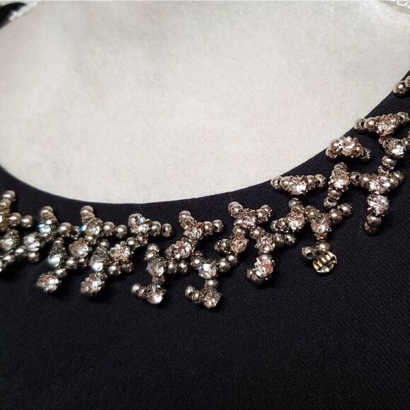 VINTAGE Express Black Beaded Crystal Racerback Sheath Cocktail Dress Statement - Picture 7 of 15